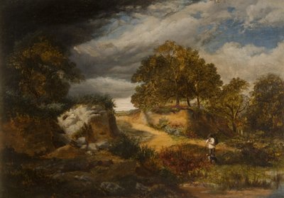 Landschap met Figuur en Hond door George Vicat Cole